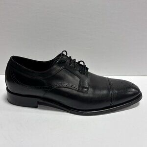 Johnston & Murphy Men’s Ellsworth Cap Toe Black Leather Dress Shoes, Size 12 M